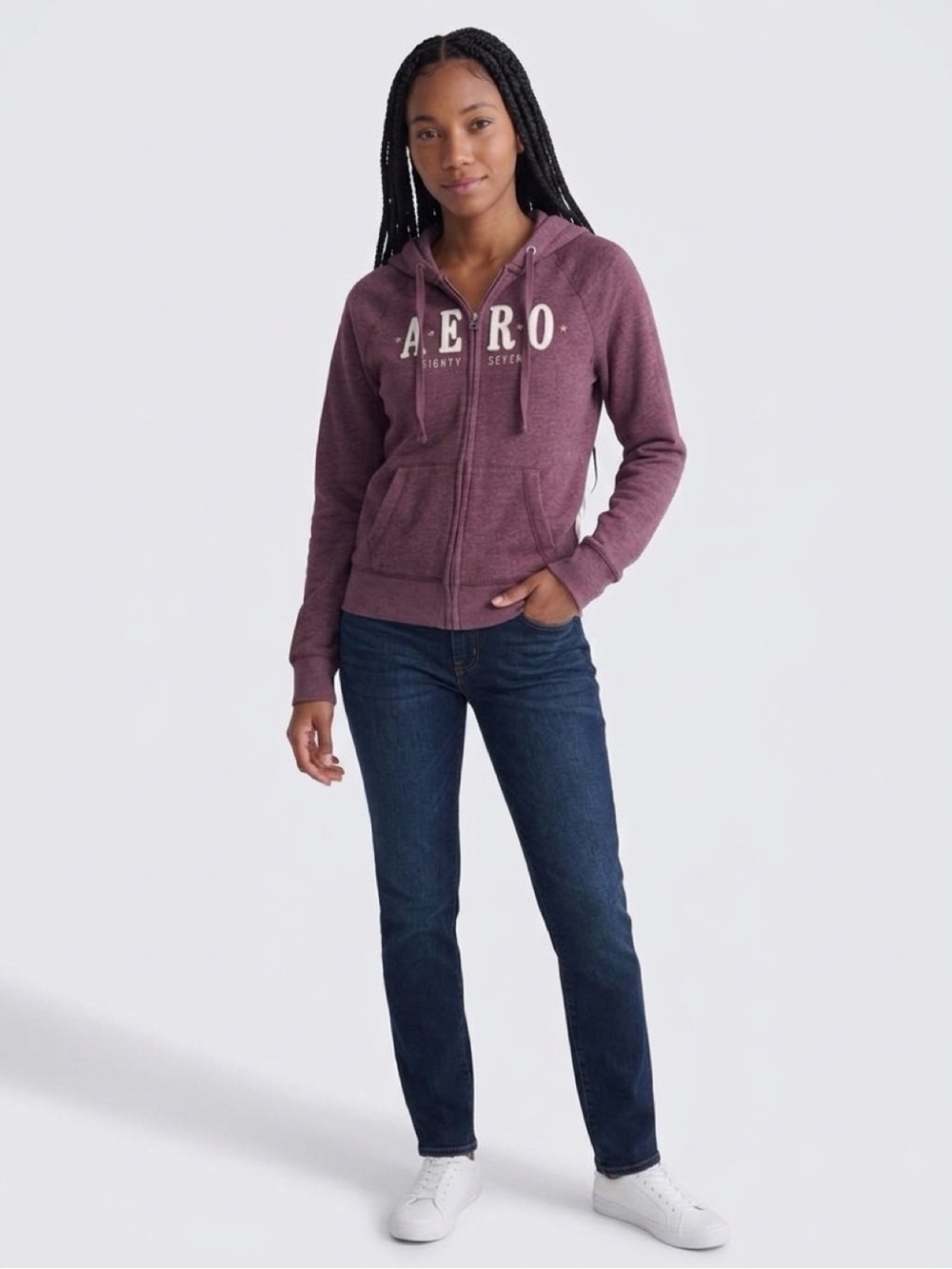 Aeropostale Maroon Zip-Up Hoodie